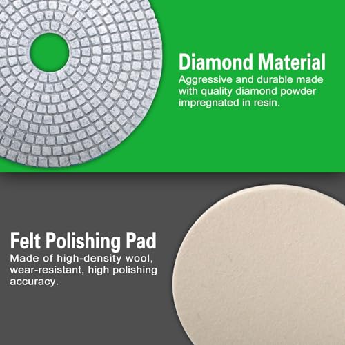 Image of 8PCS Diamond Polishing Pads 6 Inch, Wet /Dry Concrete Polish Tools Kit for Drill, Grinder, Polisher, 50-3000 Grit Polishing Set for Marble Granite Quartz Stone