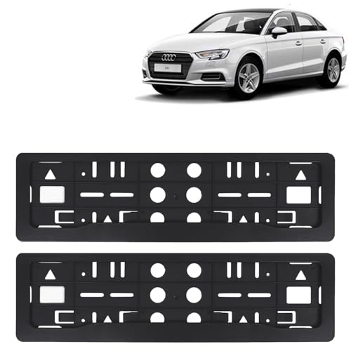 Image of KINGSWAY A3 Car Number Plate Frames for All 2019 Onwards Models of AUODI Car Registration Plate Holders, Black Licence Plate Covers (Front and Rear), Universal Size 51.5 x 14.5 cm