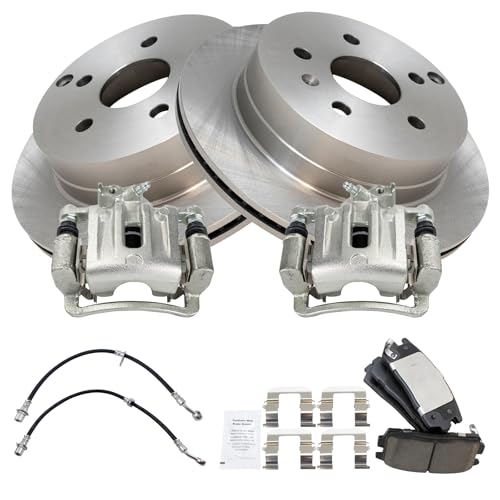 Image of TRQ Rear Brake Pad & Rotor Kit Semi-Metallic Compatible with 2010-2012 Chevrolet Equinox 2010-2011 GMC Terrain