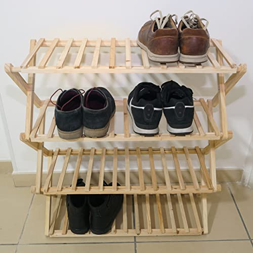 REPLOOD Hermes - Zapatero de madera de bambú con 4 estantes de 66 x 26 x 70 cm, multiusos, de bambú Cover