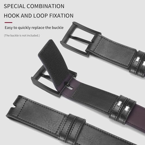 1-1/2" (38mm) Leather Belt Without Buckle Hook and Loop Belt Strap for Interchangeable Buckles2