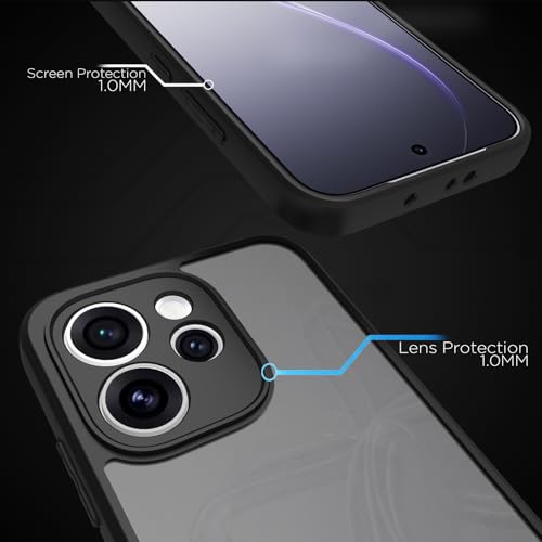 Image of RIGGEAR Shockproof Sleek Hybrid Armor Back Cover Case for Oppo Reno15 Pro Mini, Reno 15 Pro Mini 5G (Smoke Black Matte PC + Black TPU Bumper)