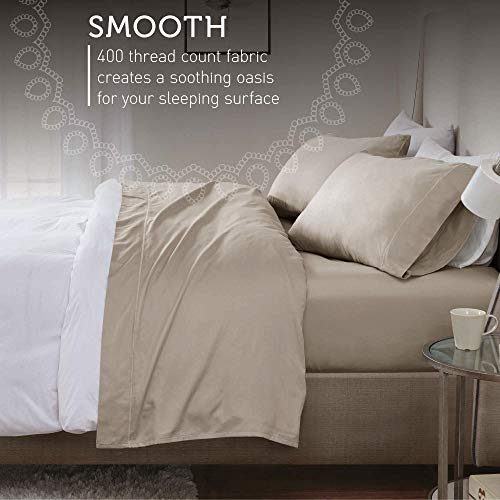 Hyde Lane 400 Thread Count 100% Cotton King Size Sheet Set, Organic Cotton Sateen Sheets With Deep Pockets Fits Mattress Up To 14" Deep, Ultra Soft Thick Hotel Luxury Bed Bedding – 4 Piece Paloma #TOP4