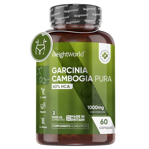 Garcinia Cambogia Extra Fuerte 1000mg 60 Cápsulas Veganas - Con 60% HCA Para Fines Dietéticos y...