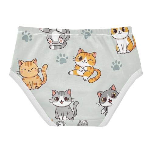 Toddler Panties, Cute Cartoon Cats Cotton Girls Underwear, 2T–8 Years2