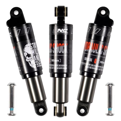 CNCLOL Amortiguador Trasero Bicicleta,Amortiguador Hidráulico 120mm 125mm 150mm 165mm 185mm 190mm 200mm, Suspensión Trasera Bici para Montaña,Scooter,Patinete Electrico,ebike,Eléctrica,185x1000Lbs.