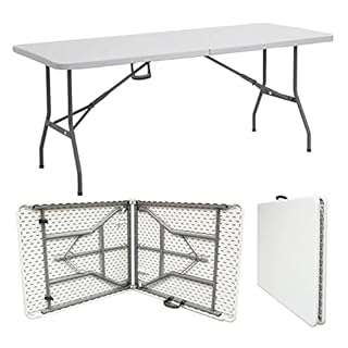 Denny Shop 4ft, 5ft & 6ft Camping Catering Heavy Duty Folding Trestle Table For BBQ Picnic Party by Crystals® (6ft Folding Table)