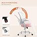 Sweetcrispy Home Office Computer Desk Chair, Ergonomic Mid-Back Mesh Rolling Work Swivel Task Chairs with Wheels, Comfortable Lumbar Support, Comfy Flip-up Arms for Bedroom, Study, Student, Pink
