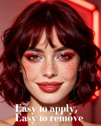 Image of XICZH Glitter Freckles, Red Temporary Face Tattoos Stickers, Body Face Glitter for Women, Country Concerts Singer Festival Rave Accessories