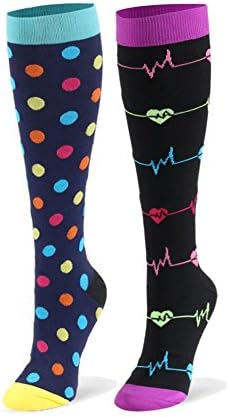 Compression Socks for Women & Men - 20-30mmHg 2 Pairs Compression Stockings for Nurse, Pregnancy, Travel