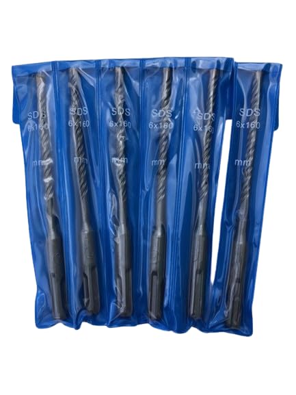 6 PACK OF 6mm x 160mm, Cross Tip, SDS Plus Masonry Drill Bits, for Masonry Brick, Concrete - Image 4