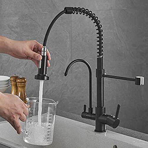 Miniatura 6 de Grifo Cocina 3 Vias Osmosis Latón Fria Y Caliente Agua Pura 3 En 1 Rotación Grifo De Cocina-Negro
