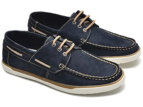 Docksides Masculino Casual em Couro Nobuck Azul Marinho (39)