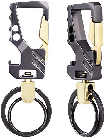 2 Pack Car Key Chain Bottle Opener Keychain for Men and Women (Gun and Gold)