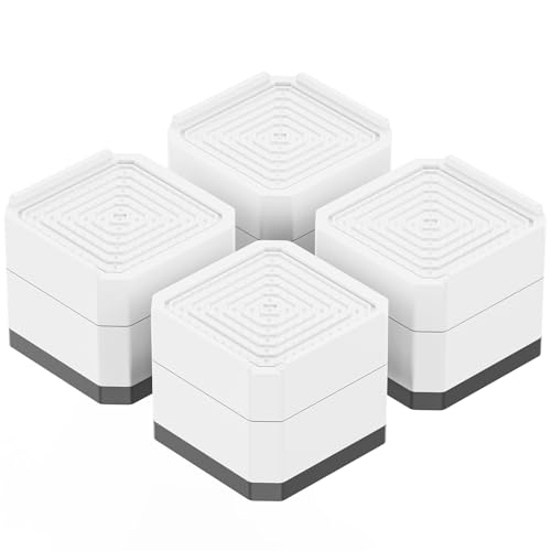 SEISSO Heavy Duty Bed Risers, Adjustable Furniture Risers, Square 2, 3 or 4 Inches Stackable Bed Riser Support up to 1100 Lbs for Table Desk Couch Bed Legs Dorm, Set of 4, White