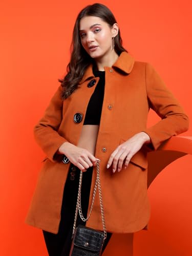 Image of KOTTY Womens Cotton Blend Standard Length Elegant Style Coat - Classic Style with Modern Detailing
