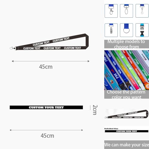 1-1000pcs Schlüsselband Lanyard personalisierte Hals Lanyard mit Bild, mit Logo/Foto/Text/Name für Büro, Schule, Ereignis Kundenspezifische Lanyards Bulk für Ereignis-Firmengebrauch