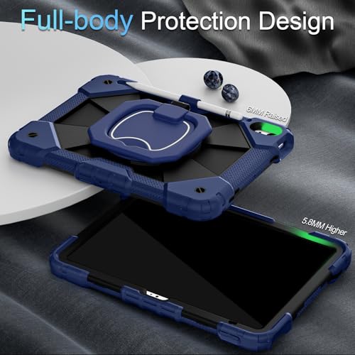 Image of Auizotl Case for iPad (A16) 11th Gen 11 Inch (2025) /iPad 10th Gen 10.9 Inch (2022) with Screen Protector /Rotating Stand /Pencil Holder,Military Grade Shockproof i Pad Case 10th Generation,Navy Black