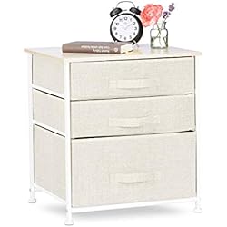 Relaxdays Cajonera Multiusos con 3 Cajones, Metal-Tela, Beige, 53 x 48 x 40 cm