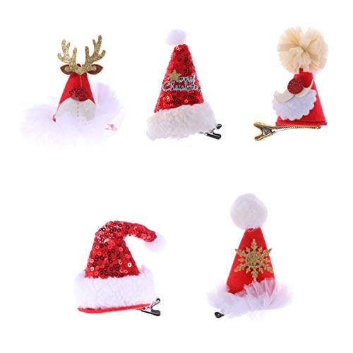 Happyyami 5Pcs Merry Christmas Hair Clips Glitter Sequin Christmas Hat Barrettes With Snowflake Reindeer Santa Xmas Hair Accessories For Xmas Holiday Party Favors Gifts #TOP4