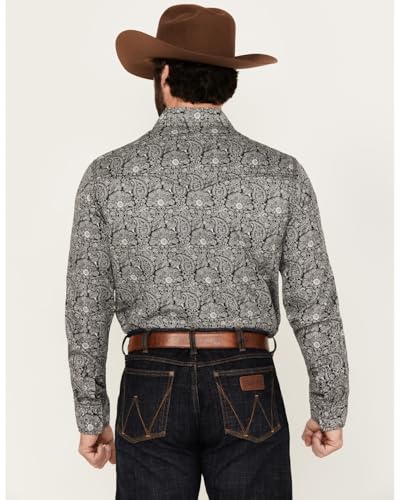 Wrangler Men's Retro Paisley Print Long Sleeve Snap Western Shirt - 112352878 Medium Navy4