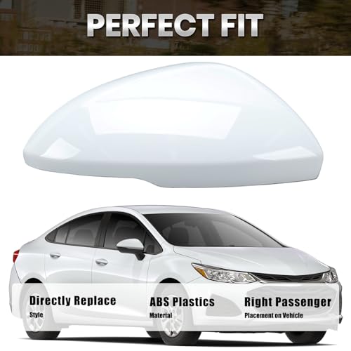 Right Passenger Side Mirror Cover Caps Compatible with Chevrolet Chevy Cruze 2017 2018 2019 Replacement Rear view Mirrors Trim (White) by VANLOGY - Used condition - Image 3