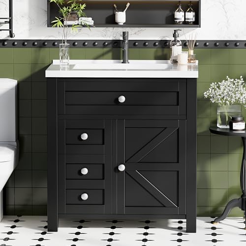 JUMMICO 30'' Bathroom Vanity with Single Sink Combo, Freestanding Modern