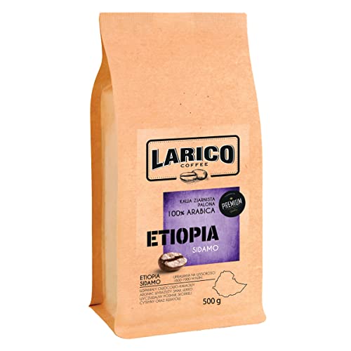 LARICO COFFEE Premium Kaffeebohnen Äthiopien Sidamo 500g / Handwerklich/Ganze Roast Bohnenkaffee Espressobohnen/Tolles Frucht- und Kakaoaroma/Starker Geschmack