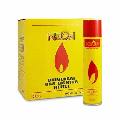 Neon Universal Gas Lighter Fluid Butane Refill for Refillable Lighters and Torches (10.14 oz.) (12 - Pack)