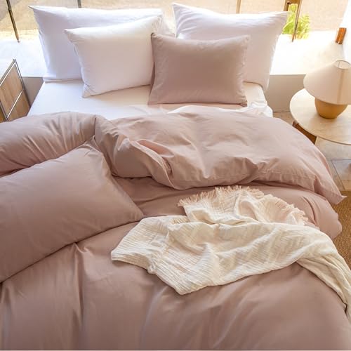 NUMWELL Linen Duvet Cover Set King Size, 3 Pieces Linen Cotton Blend Extra Soft Bedding Set, Cooling and Breathable Bedding Cover with 2 Pillowcases for Hot Sleepers, Clay by NUMWELL - Used condition - Image 7