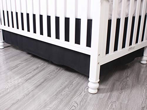 Belsden Black Crib Skirt With Durable Woven Platform, Both Long Sides Pleated, Split Corners Dust Ruffle For Easy Placement On Bed Board Frame, 14 Inches (36Cm) Length Drop, Black Color #TOP1
