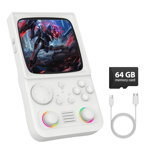 R36TMAX Retro Handheld Game Console, 4.0 Inch IPS HD Screen Retro Gaming Console, Handheld Game Console with 18000+ Classic Games, Supports WiFi Networked Fighting and OTG, Built-in 64G-Pearl White