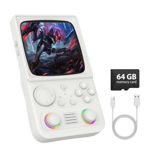 R36TMAX Retro Handheld Game Console, 4.0 Inch IPS HD Screen Retro Gaming Console, Handheld Game Console with 18000+ Classic Games, Supports WiFi Networked Fighting and OTG, with 64G-Pearl White