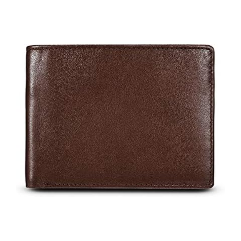 KALMORE Men's RFID Blocking Extra Slim Multi-Card Wallet, Full-Grain Leather Brown, One Size Cover