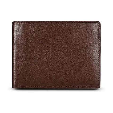 KALMORE Men's RFID Blocking Extra Slim Multi-Card Wallet, Full-Grain Leather Brown, One Size Cover