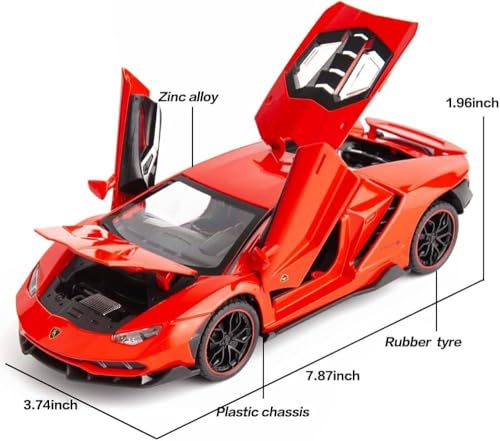 Image of Lambo LP770-4 Die-Cast Metal Toy Car 1:32 Scale with Pull-Back Action, Lights & Sound, Openable Doors, Realistic Model Car for Kids