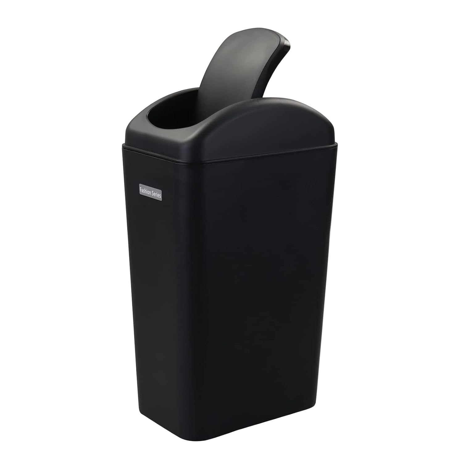 Buyitt Black Plastic Swing Trash Can, Small Slim Trash Bins
