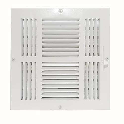 EZ-FLO 10 x 10 Inch (Duct Opening) Air Vent Cover for Wall or Ceiling, Four-Way Ventilation Register, Solid Steel HVAC Register Cover, White, 61619 by EZ-FLO - Image 4