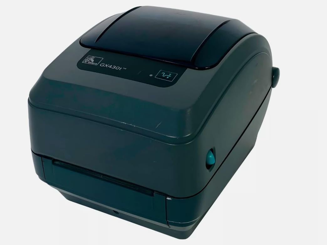 Zebra GX430T Thermal Transfer Barcode Label Printer 300 dpi USB Ethernet Serial GX43-102420-000, Bundle with AC Adapter USB and Ethernet Cables (Renewed)