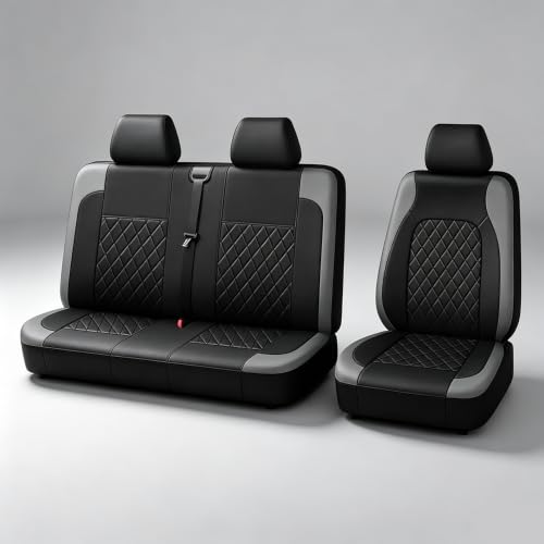 R-timer 2+1 Housse De Siege Convient pour Citroen Jumpy 2016-2026 | Fourgonnette Camionnette Respirant Antiderapant Robuste Tissu Conducteur Double Banquette