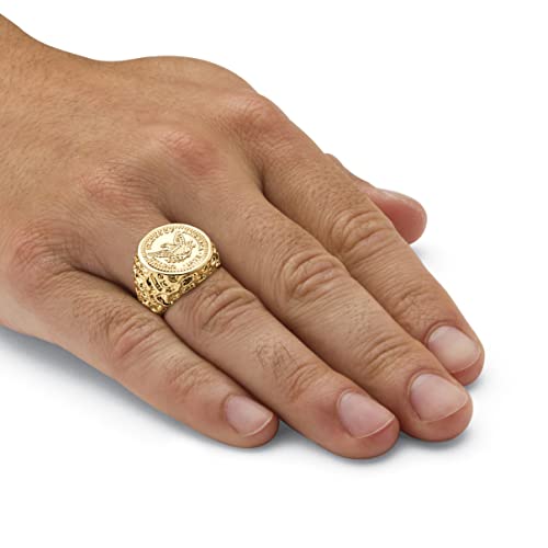 PalmBeach Men's Yellow Gold-Plated American Eagle Coin Replica Nugget Ring Sizes 8-13 Size 12 - Thumbnail 3