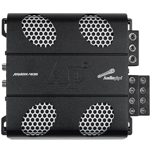 Audiopipe 165 Watts Full Range Class D Mini Amplifier (APMOX-165.4), 4 Channel, Compact, Mosfet Circuitry, Cooling Fan, Remote Bass Knob, for Car, Motorcycle, Golf Cart, Off-Road Vehicles - Thumbnail 2
