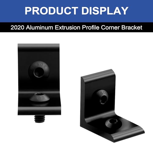 Image of 24 Pack 2020 Corner Bracket Connector 20 Series Aluminum Extrusion Profile Accessories Hardware, 90 Degree Angle Bracket for 20x20 Extruded Aluminum Black