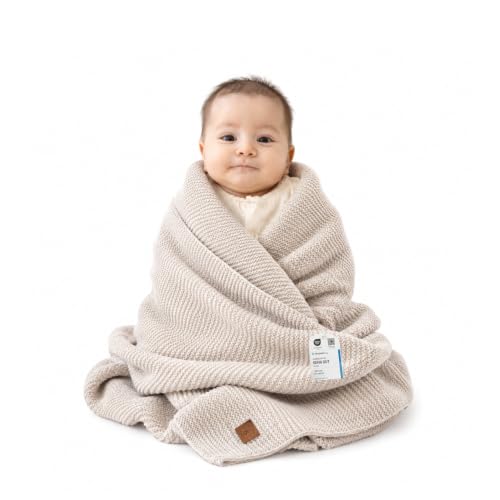Little Dedi Baby Weiche Strickdecke Weich & Atmungsaktiv Oeko-Tex Zertifiziert Leicht & Kuschelig Perfekt für Neugeborene Kleinkinder Kinderbett Kinderwagen & Babyzimmer (Beige Alina)