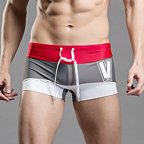 WYRKYP Pantalones De Natación Bañadores, Bañadores De Ángulo Plano para Hombres, Bañadores con Correa De Nailon, Bañadores De Gran Tamaño Que Combinan con El Color De Los Hombres Elegante