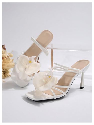 Image of MakeMeChic Women's Open Toe Floral Kitten Heels Flower Summer Beach Sandals