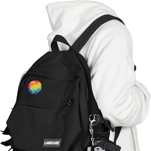 Badge arc-en-ciel en cœur et fer blanc : grande broche ronde pour vêtements - 6