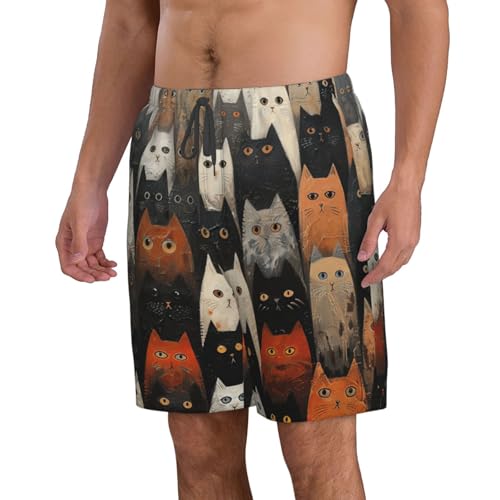 Cat Print Stylish Beach Shorts Swim Trunks Lightweight Breathable Summer Outdoor Activities2
