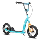 JOYSTAR Kick Scooter für Kinder ab 5 +Jahren, Leichter Kinderroller mit verstellbarem Lenker, 2-Rad-Scooter für Jungen und Mädchen, 12 aufblasbare Räder hinten Trommelbremsen, Blau