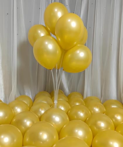 Image of 300 Pack Gold Balloons 12 Inch Pearlescent Golden Latex Party Balloon Bulk for Various Party Events Decorations
